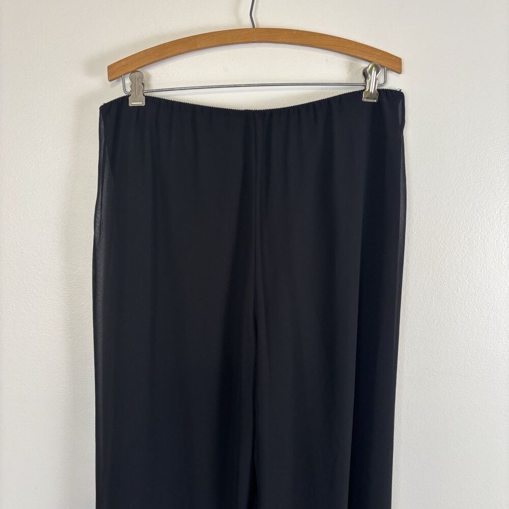 Alex Evenings Womens XL Black Sheer Chiffon Wide Leg Pants Whimsigoth Y2K - Picture 5 of 7